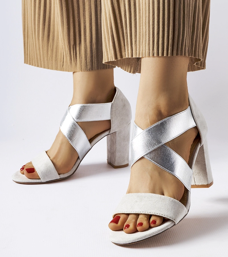 Sandale stiletto gri Gravago