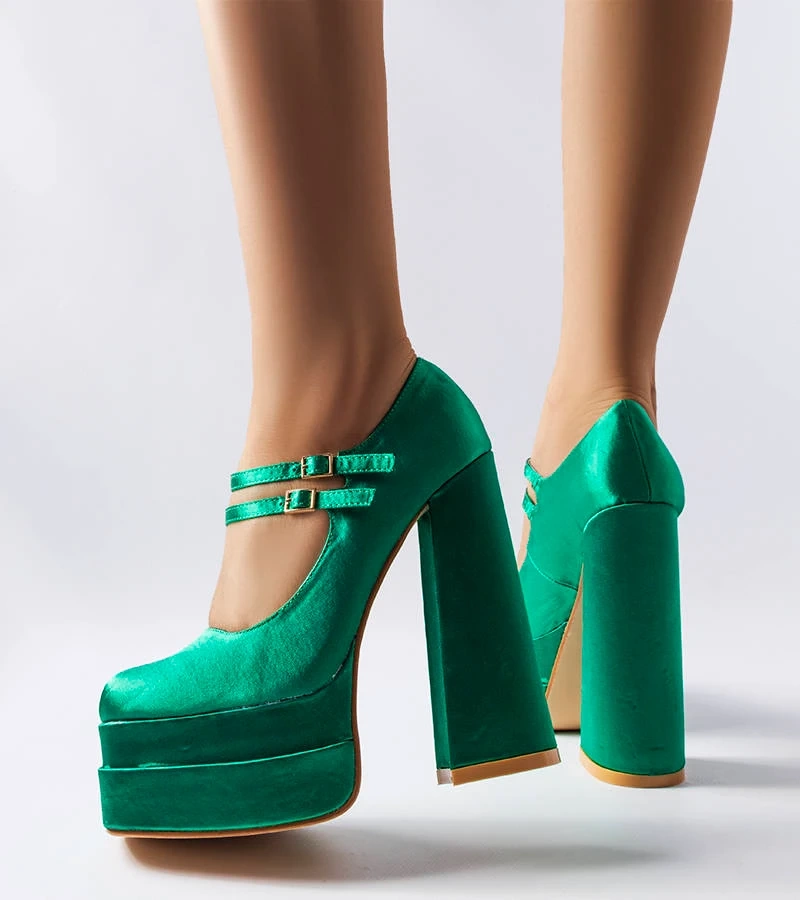 Pantofi cu toc înalt Gabriel de culoare verde