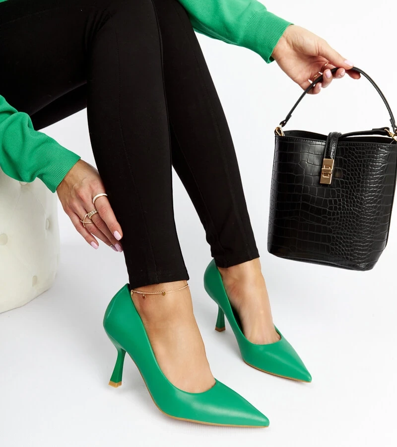 Pantofi cu toc mic Nixon verzi