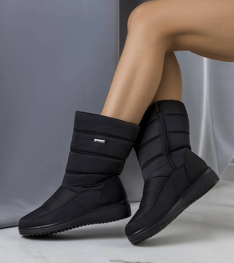 Cizme de zăpadă cu toc jos Reina negre