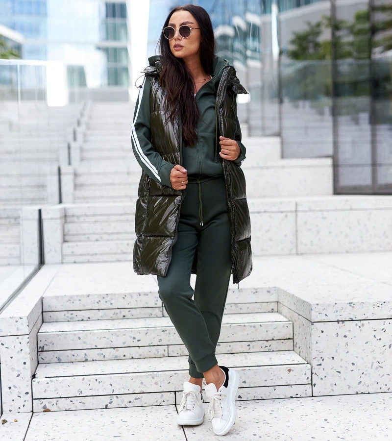 Vestă verde cu glugă detașabilă Artemia