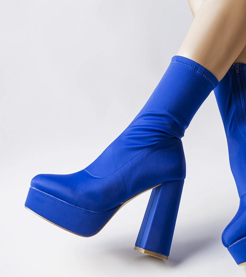 Cizme stiletto din satin albastru de la Glus