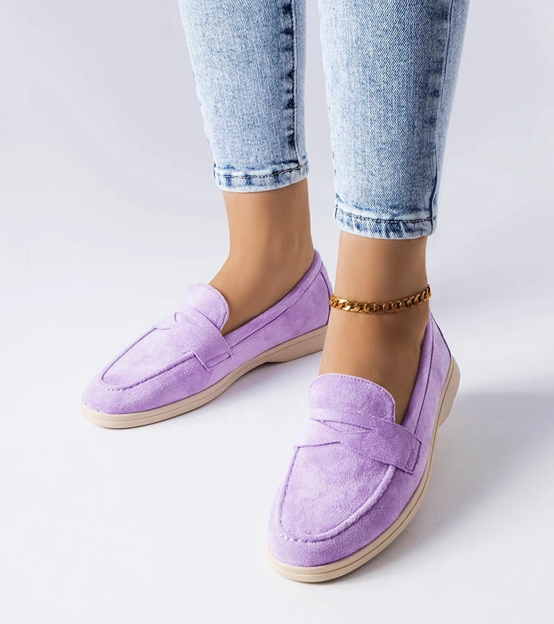 Mocasini din piele ecologică mov de la Ferragus