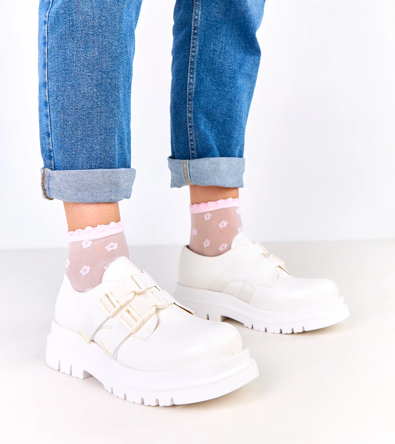 Pantofi albi de damă pe platformă Prospero