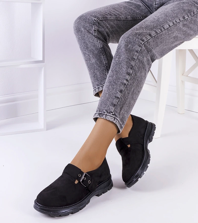 Pantofi negri cu cataramă Ancel