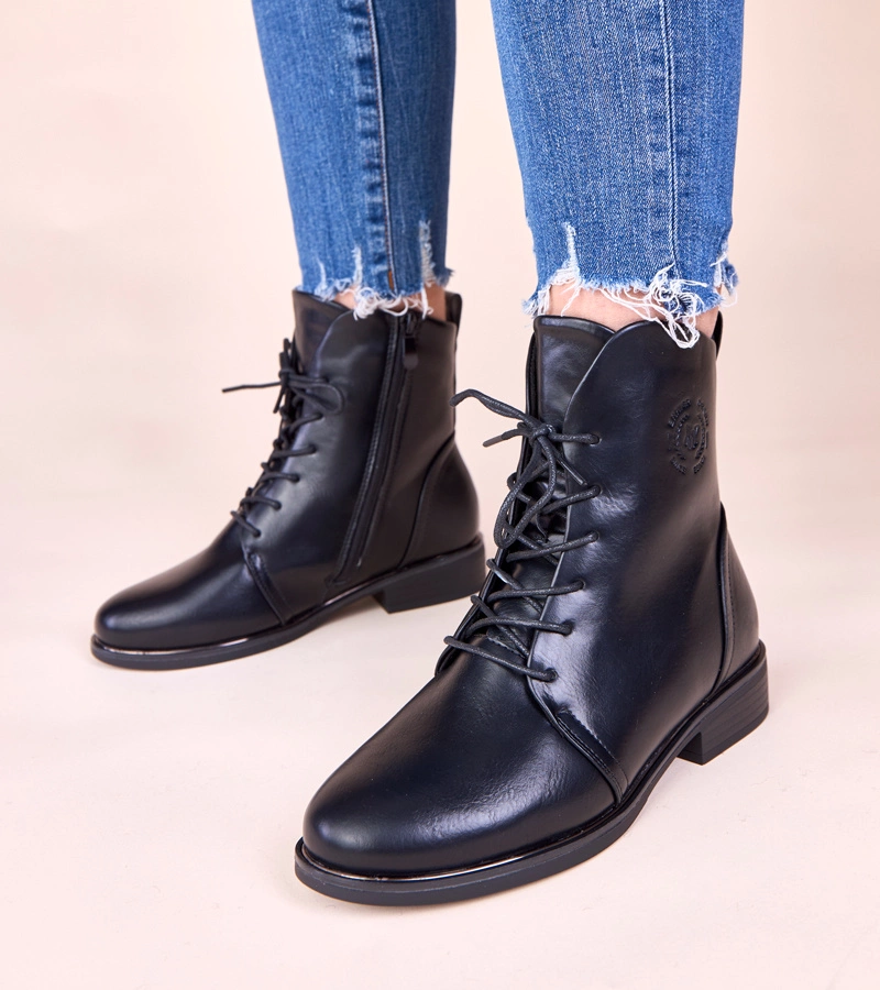 Botine maro împletite cu căptușeală Eladia