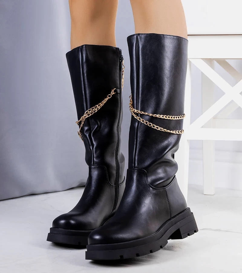 Cizme izolate negre cu lanț Moruz