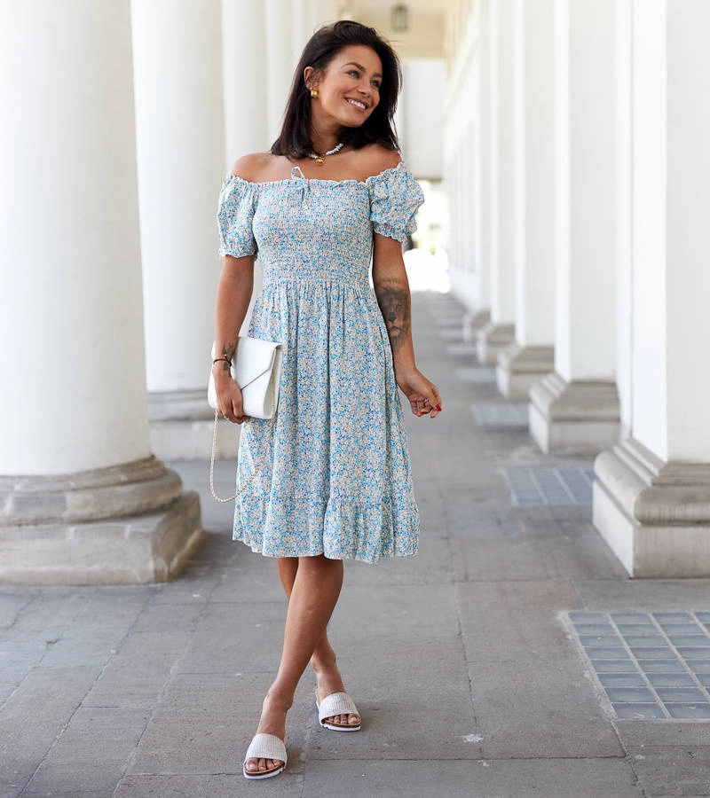 Astolfa rochie albastră cu flori