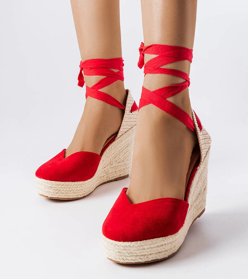 Espadrile roșii pe platforme Dubois