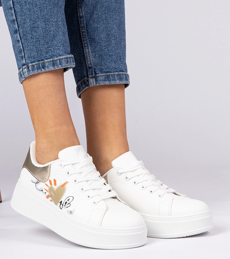 Adidași sport albi-aurii pentru femei Zelinda