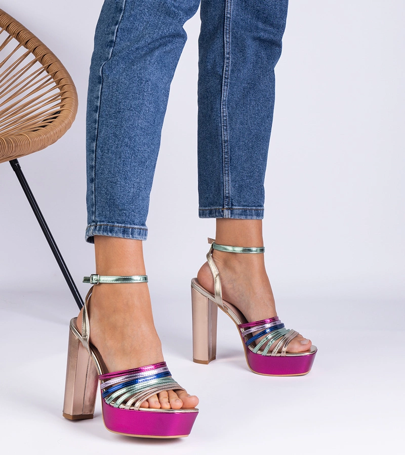 Sandale masive multicolore pe toc Veransa