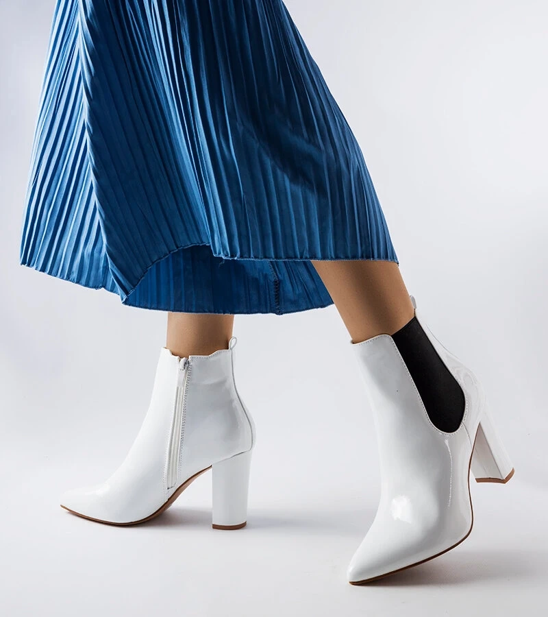 Cizme stiletto Dolli lăcuite albe