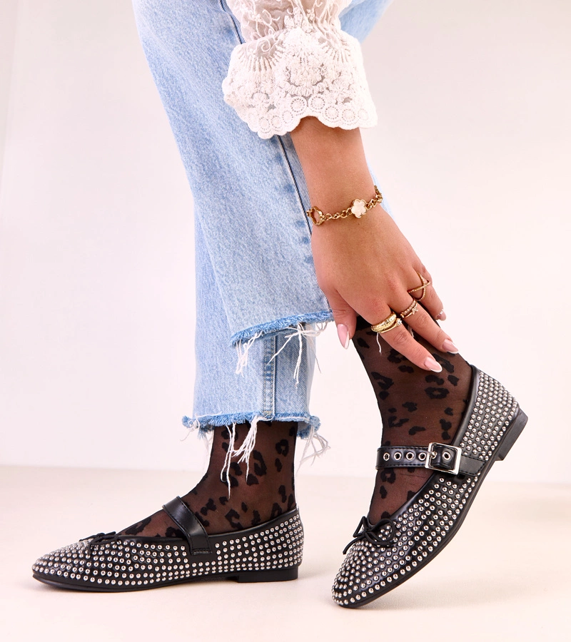 Balerini negri decorați cu ținte și fundiță Mylie