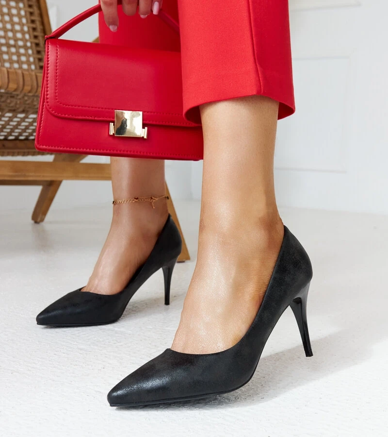 Tocuri metalice negre cu inserție de piele Soissons