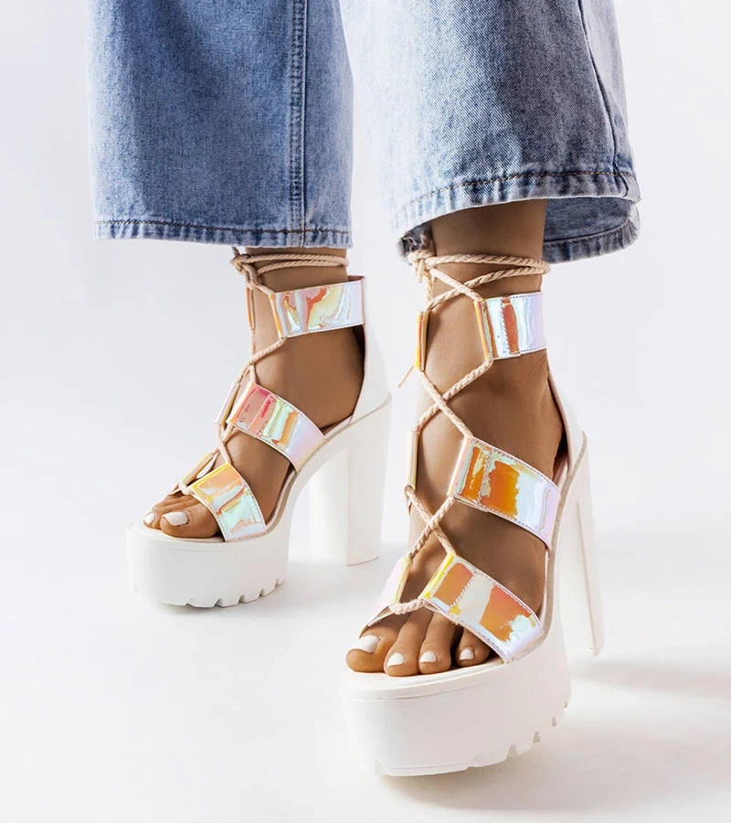 Sandale stiletto Katja solide albe