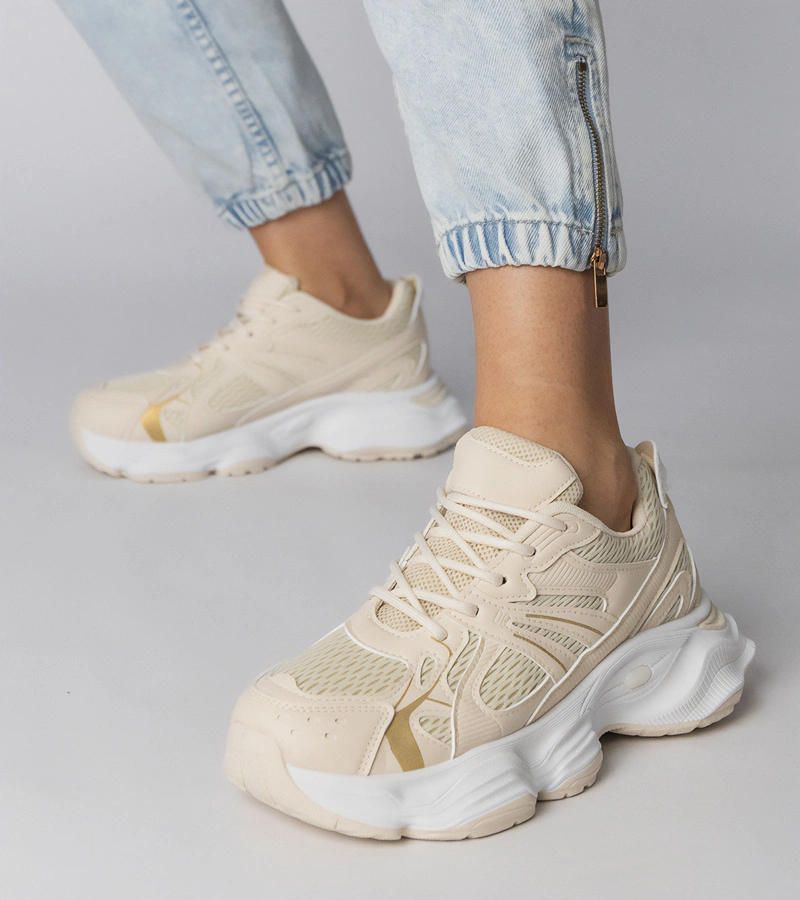 Adidași sport bej pe talpă masivă Klarris