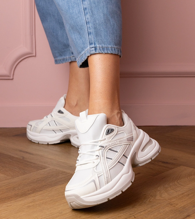 Adidași sport albi cu talpă masivă Manora