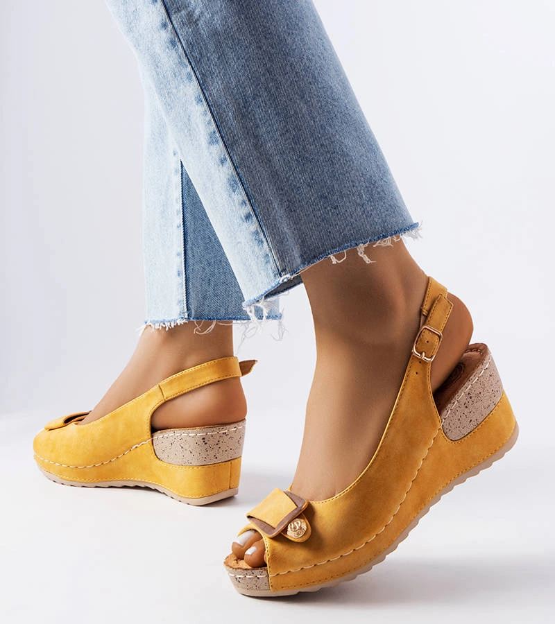 Sandale cu toc Laetitia galbene