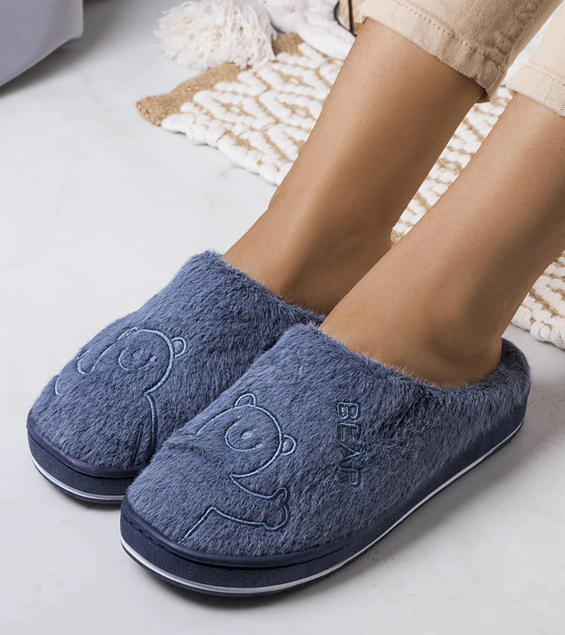 Papuci de casă moi de culoare albastru marin Smile Bear