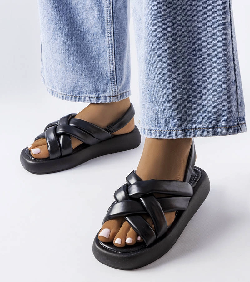 Șlapi cu platformă neagră Primeau