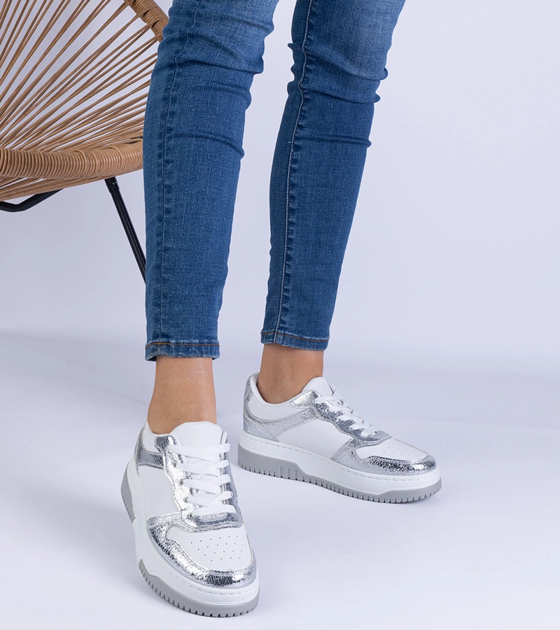 Adidași argintii cu talpă groasă Undina