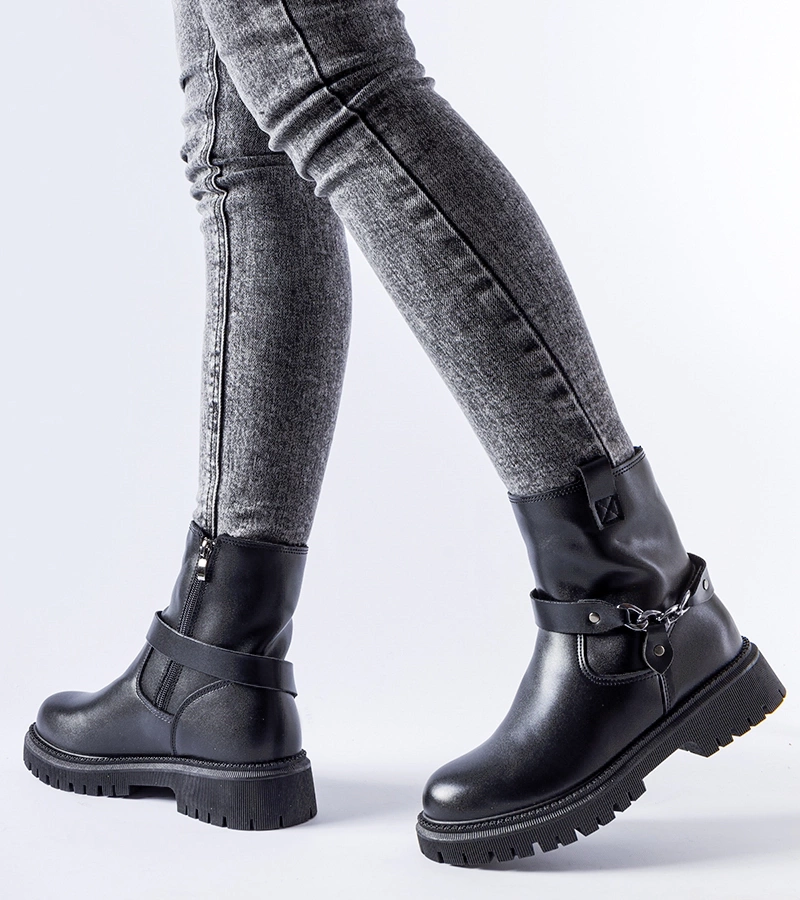 Botine negre căptușite cu lanț Smithsons