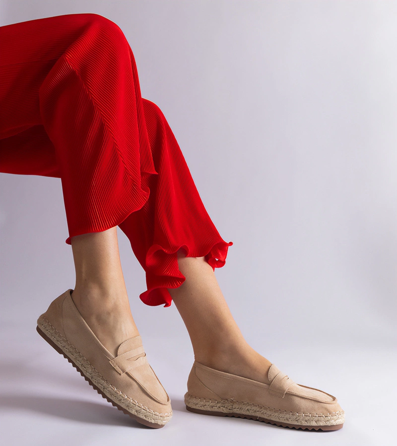 Espadrile slip-on bej pe platformă Venera