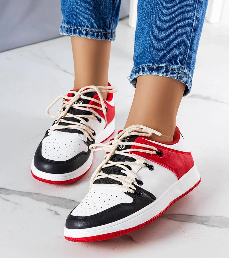 Adidași retro Shari negri și roșii