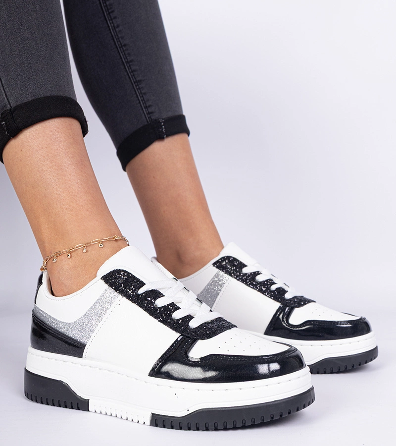 Adidași negri de damă cu talpă groasă Dolla