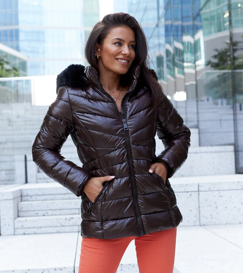 Jachetă maro cu glugă detașabilă de Solfatara