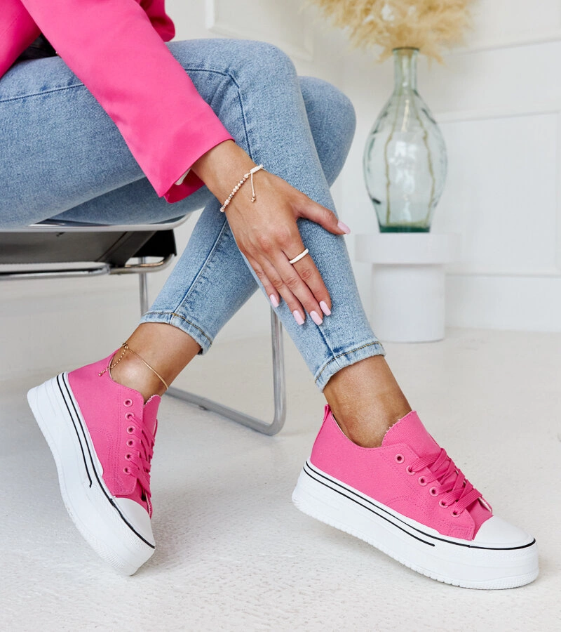 Teniși roz închis pe talpă groasă Bahira