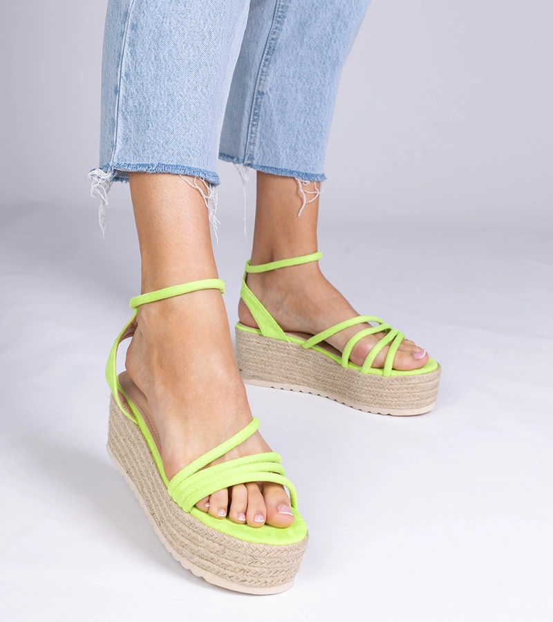 Sandale verzi espadrile pe platformă Panola