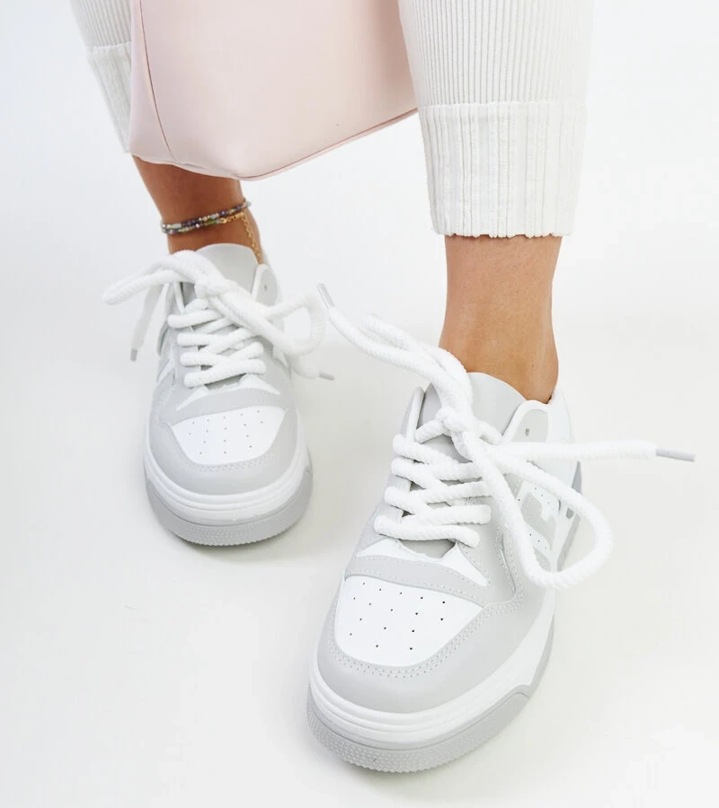 Sneakers alb-gri pe talpă groasă Galit