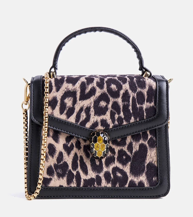 Geantă poștală Kelley neagră și bej