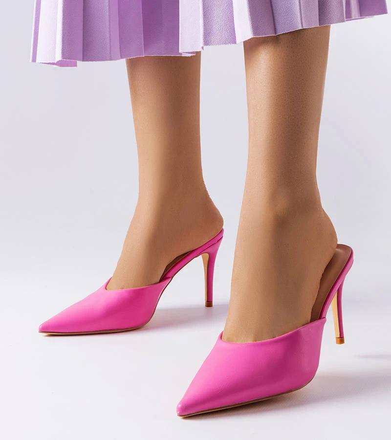 Șlapi stiletto roz Drainer