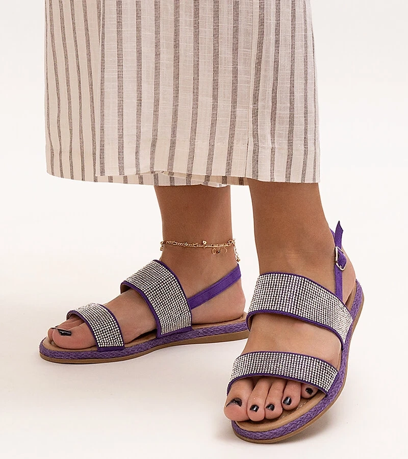 Sandale mov decorate cu zirconii Carvalia