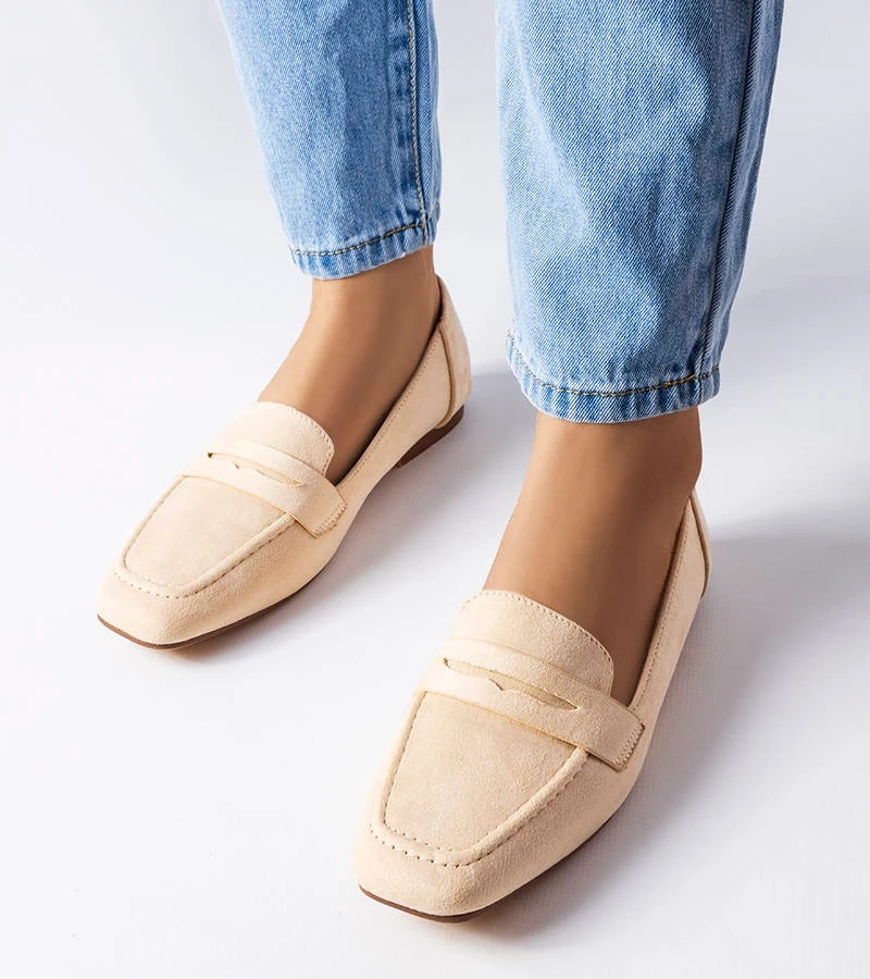 Meilleur mocasini bej din eco-suede bej