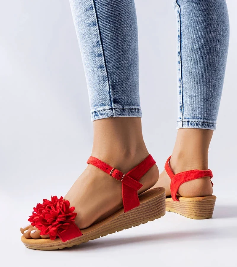 Sandale cu toc jos Foucault roșii