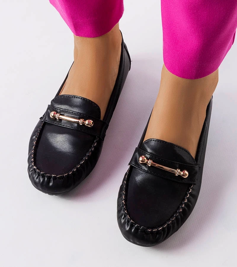 Mocasini negri cu finisaj mat de la Sorel