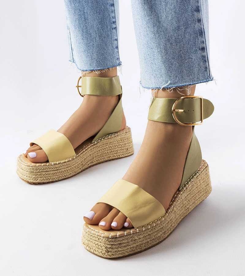 Espadrile cu platformă verde Whitewater