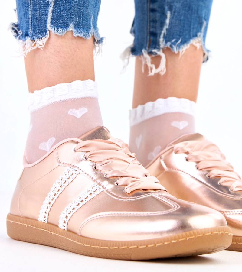 Adidași șampanie pentru femei cu șireturi din satin Madres