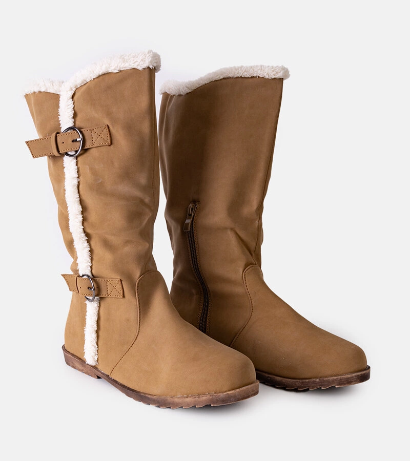 Cizme maro cu blană Ganem