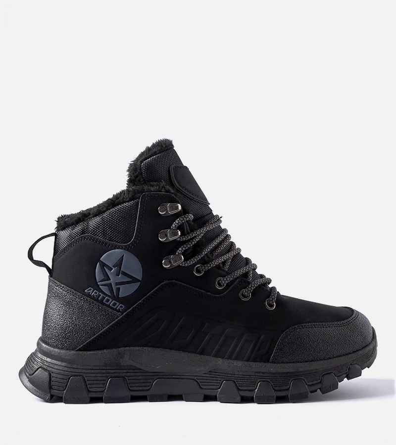 Bocanci negri de trekking pentru bărbați, căptușiți, Nurra.