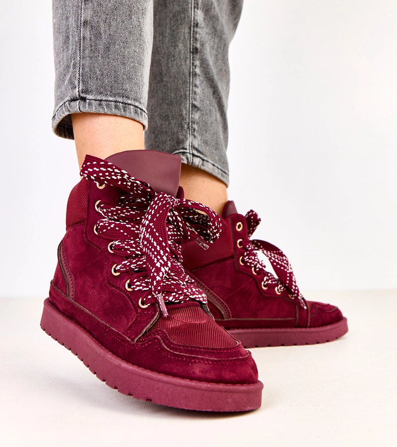 Adidași bordo înalți cu șireturi groase Klevis