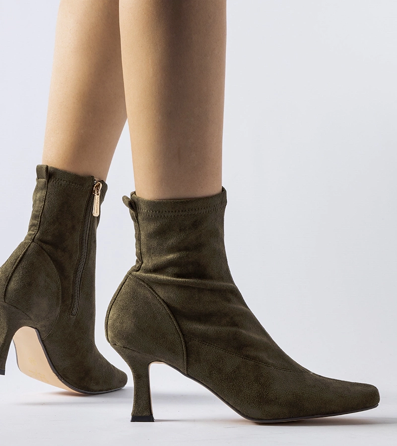 Botine verzi cu toc mic Lucerne