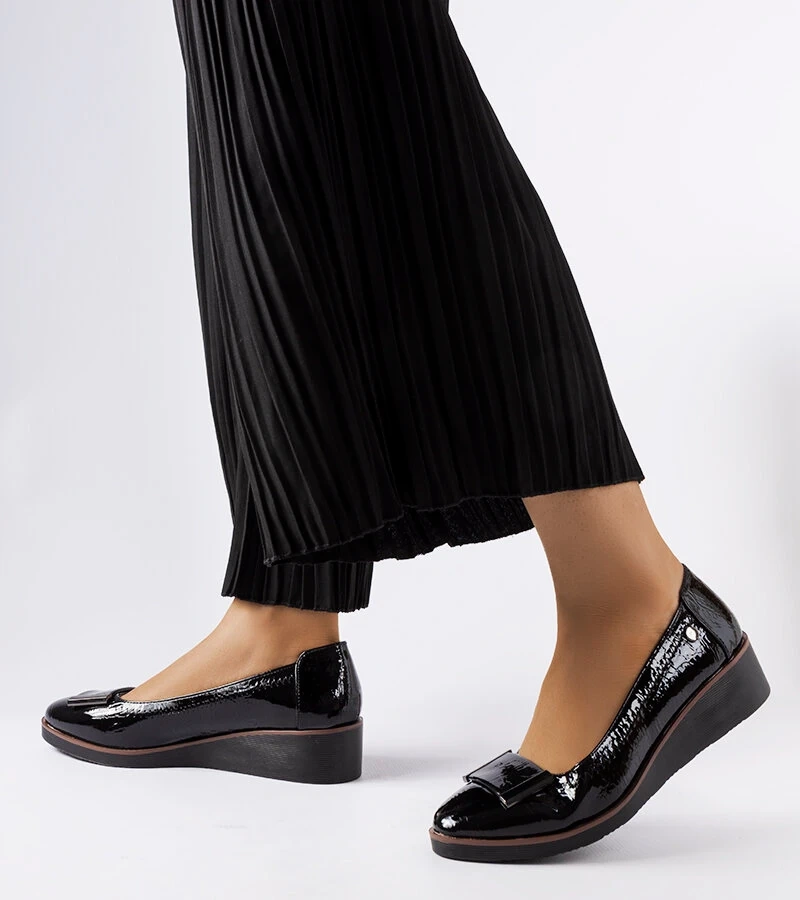 Balerini negri cu talpă din piele Kajla