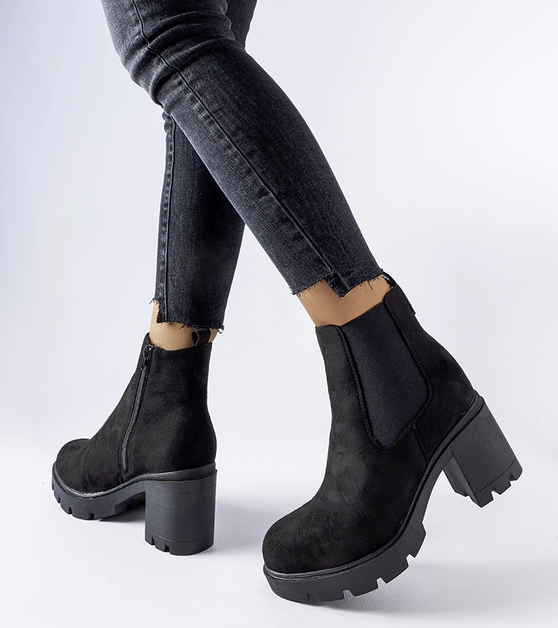 Botine negre cu toc gros Tobiassen