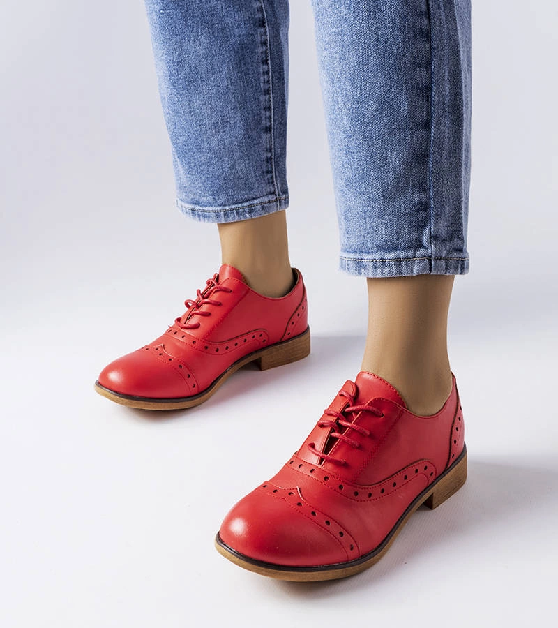 Pantofi Oxford roșii cu perforații Lizotte