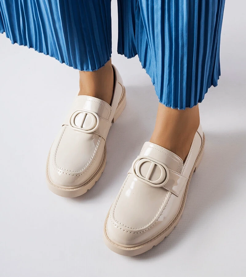 Mocasini Scranton lacuite bej