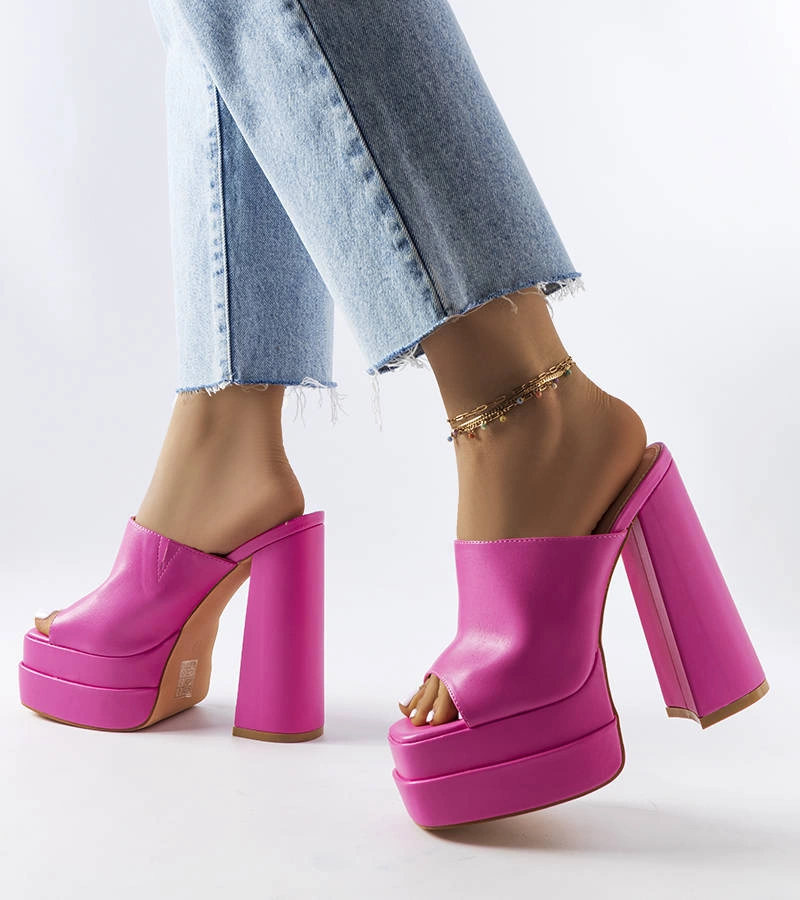 Șlapi cu stiletto înalt Mertzon roz